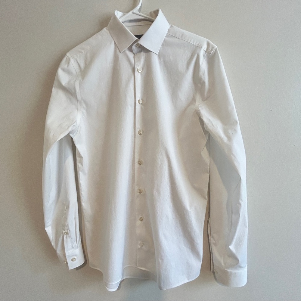 jf j.ferrar White Men's Dress Shirt - Classic Button-Front
